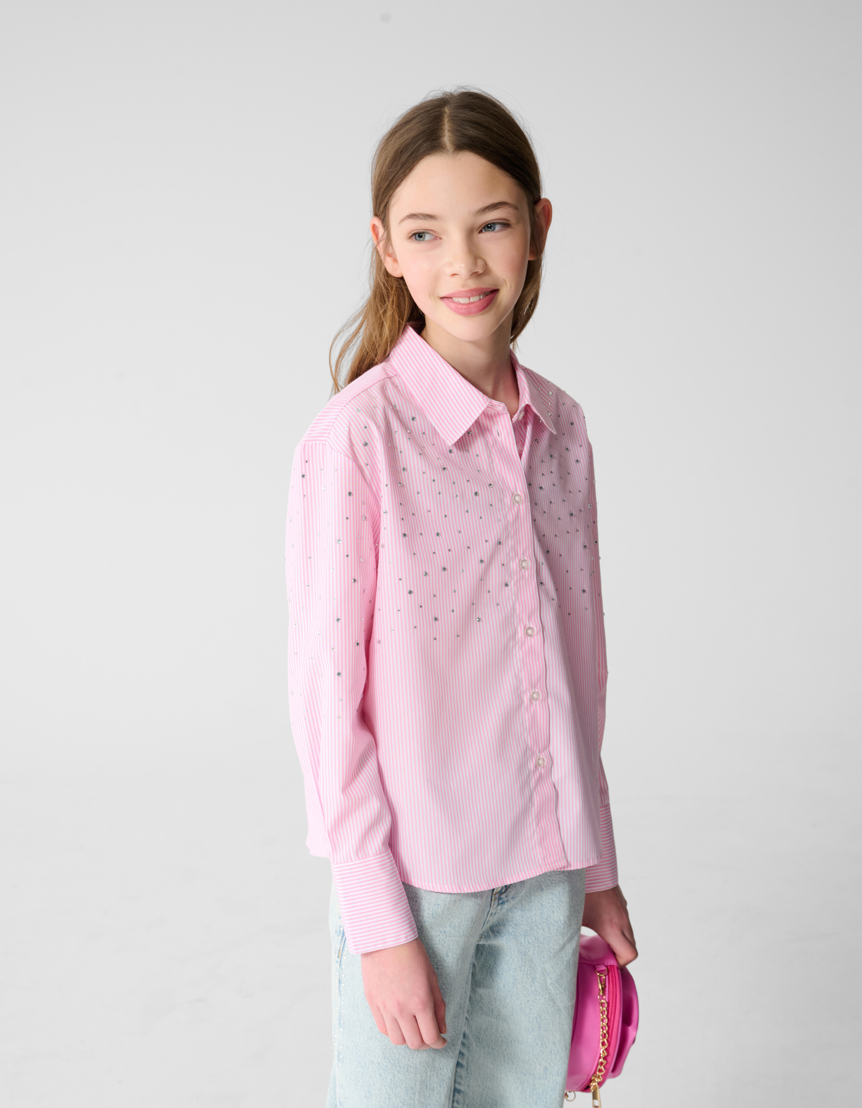 Pinstripe Strass Blouse Lichtroze SHOEBY GIRLS