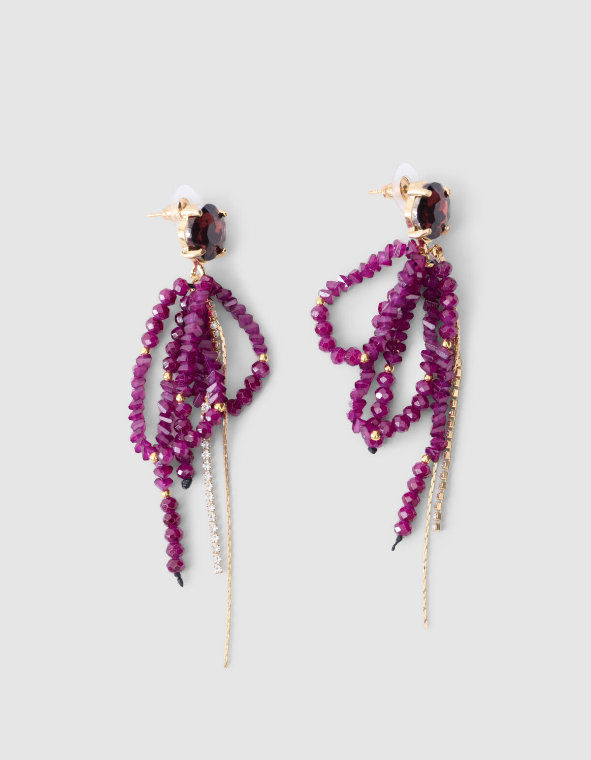 Beaded Strass Oorbellen Donkerpaars SHOEBY ACCESSOIRES