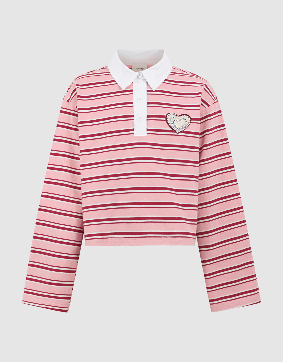 Striped Longsleeve Polo Rood/Roze SHOEBY GIRLS