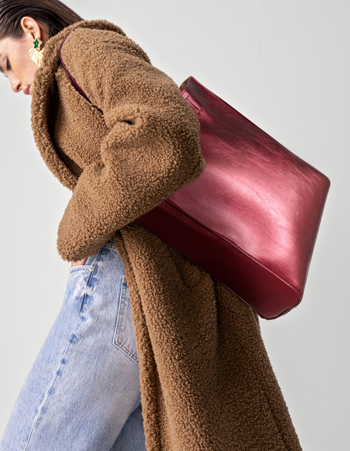 Metallic Shopper Tas Bordeaux SHOEBY ACCESSOIRES