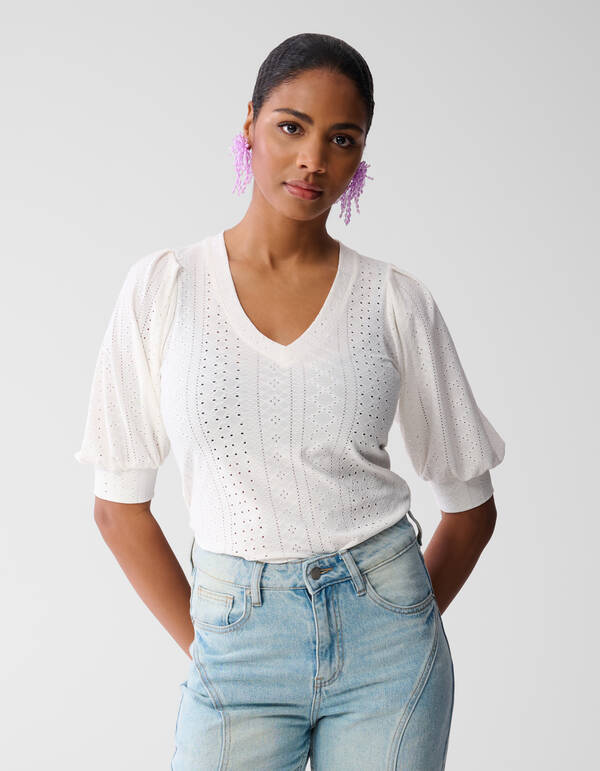 Embroidery Top Gebroken Wit SHOEBY WOMEN