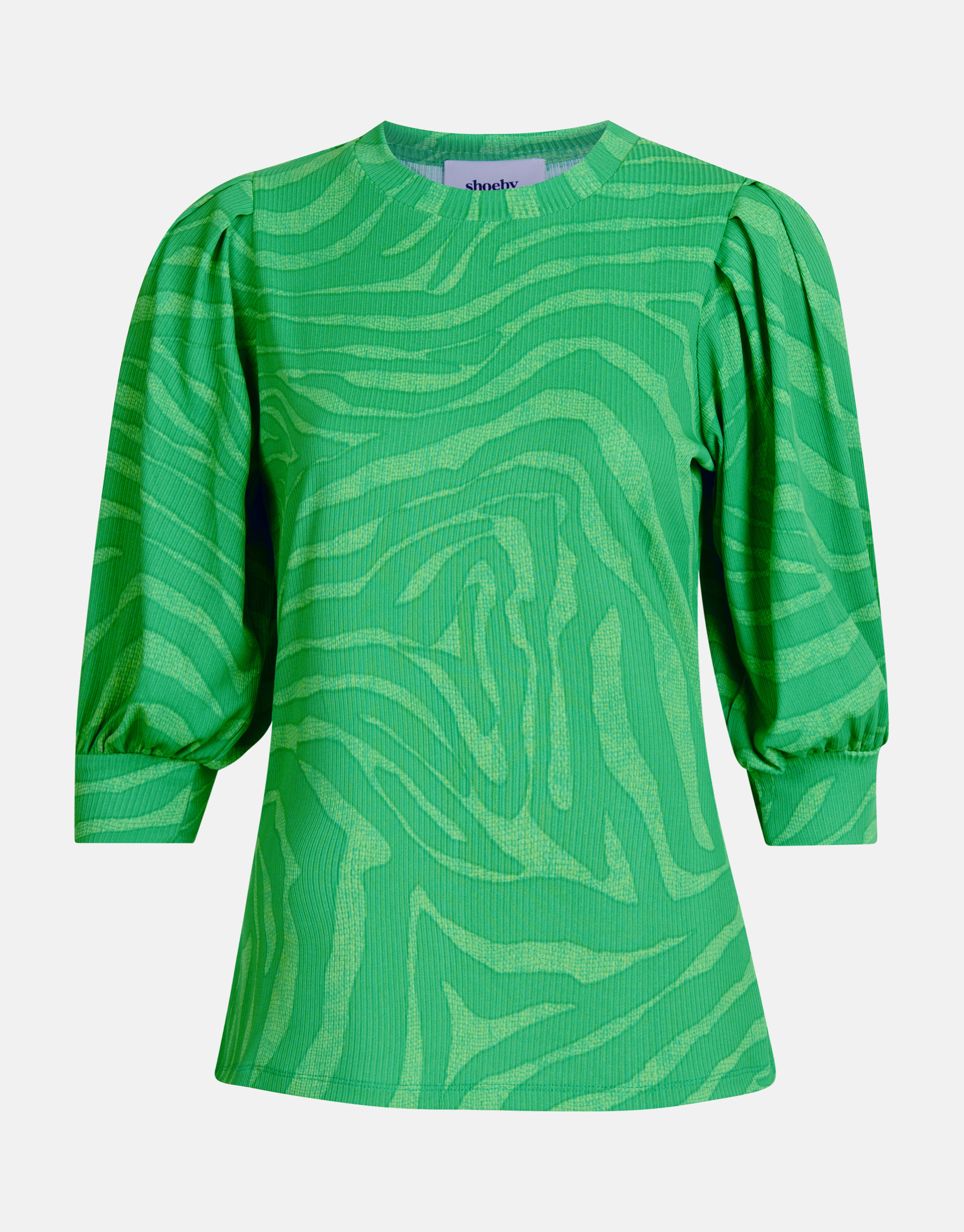 Zebra Print Rib Top Groen SHOEBY WOMEN