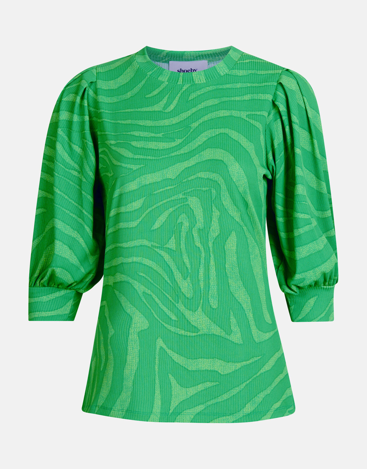 Zebra Print Rib Top Groen SHOEBY WOMEN