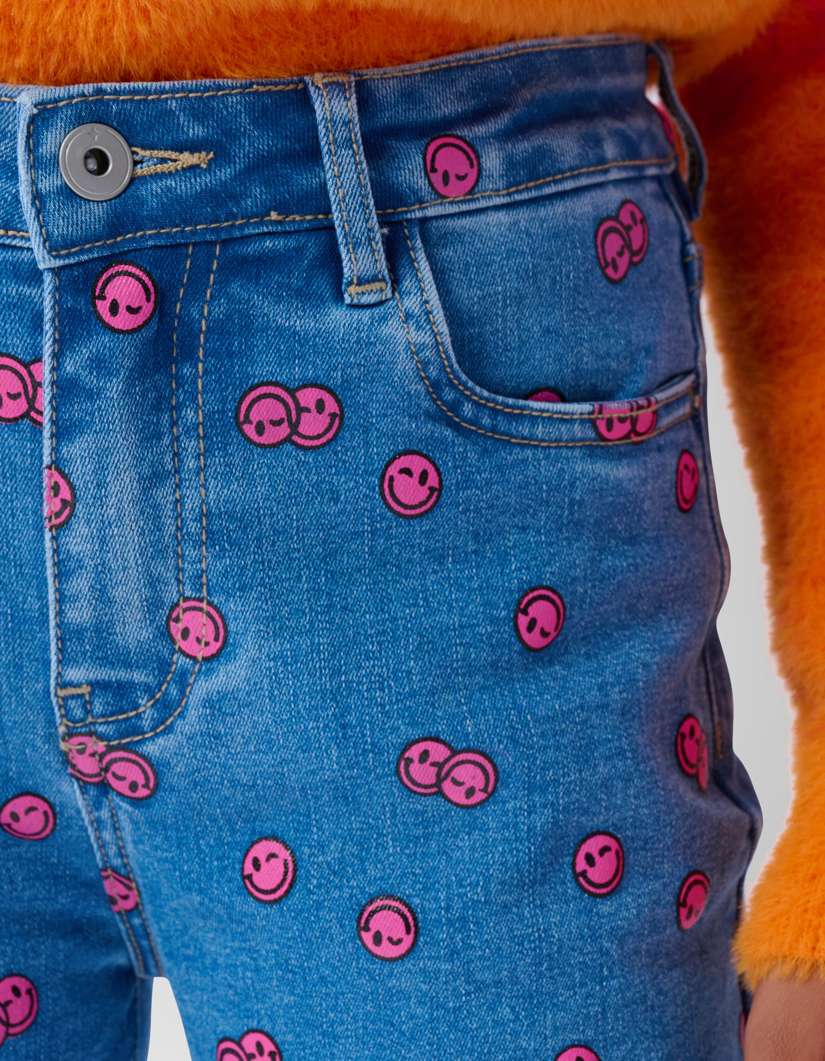 Printed Straight Fit Jeans Blauw SHOEBY GIRLS