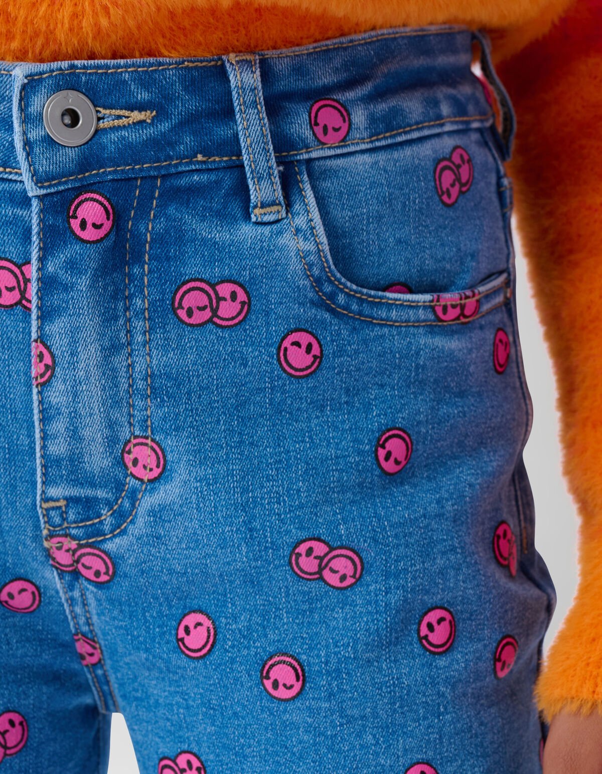 Printed Straight Fit Jeans Blauw SHOEBY GIRLS