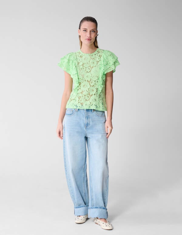 Kanten Ruffle Top Lichtgroen SHOEBY WOMEN