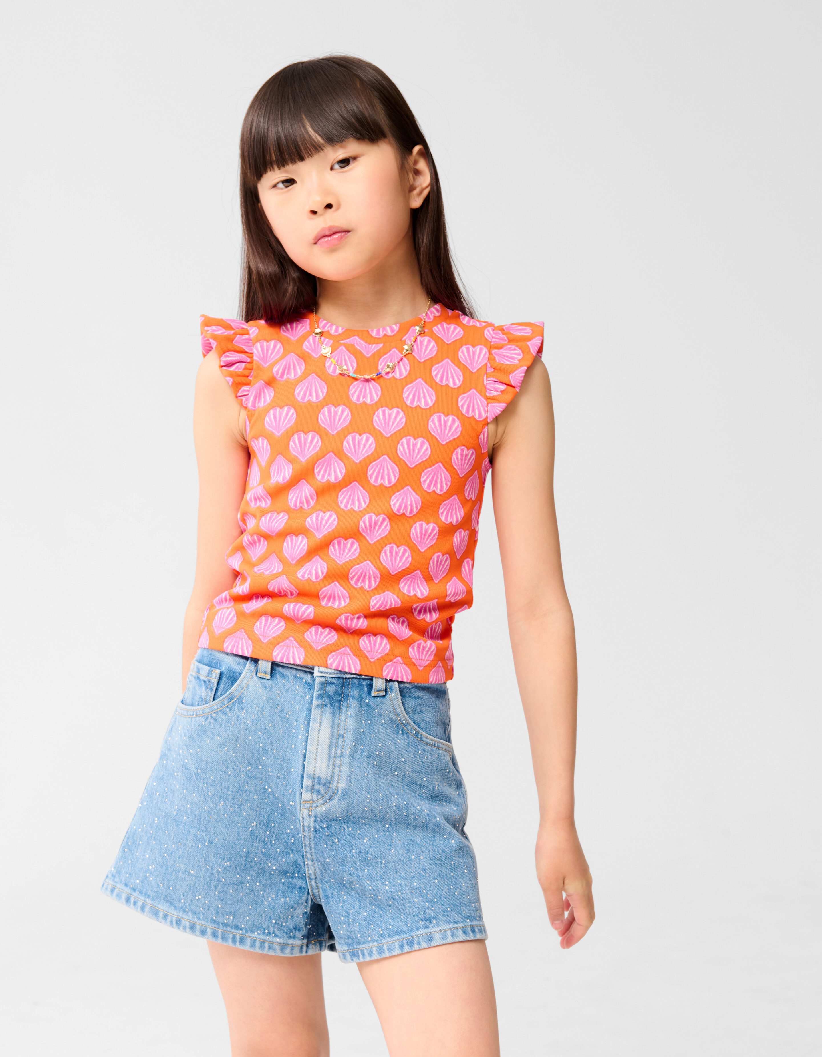 Schelpen Ruffle Top Oranje SHOEBY GIRLS