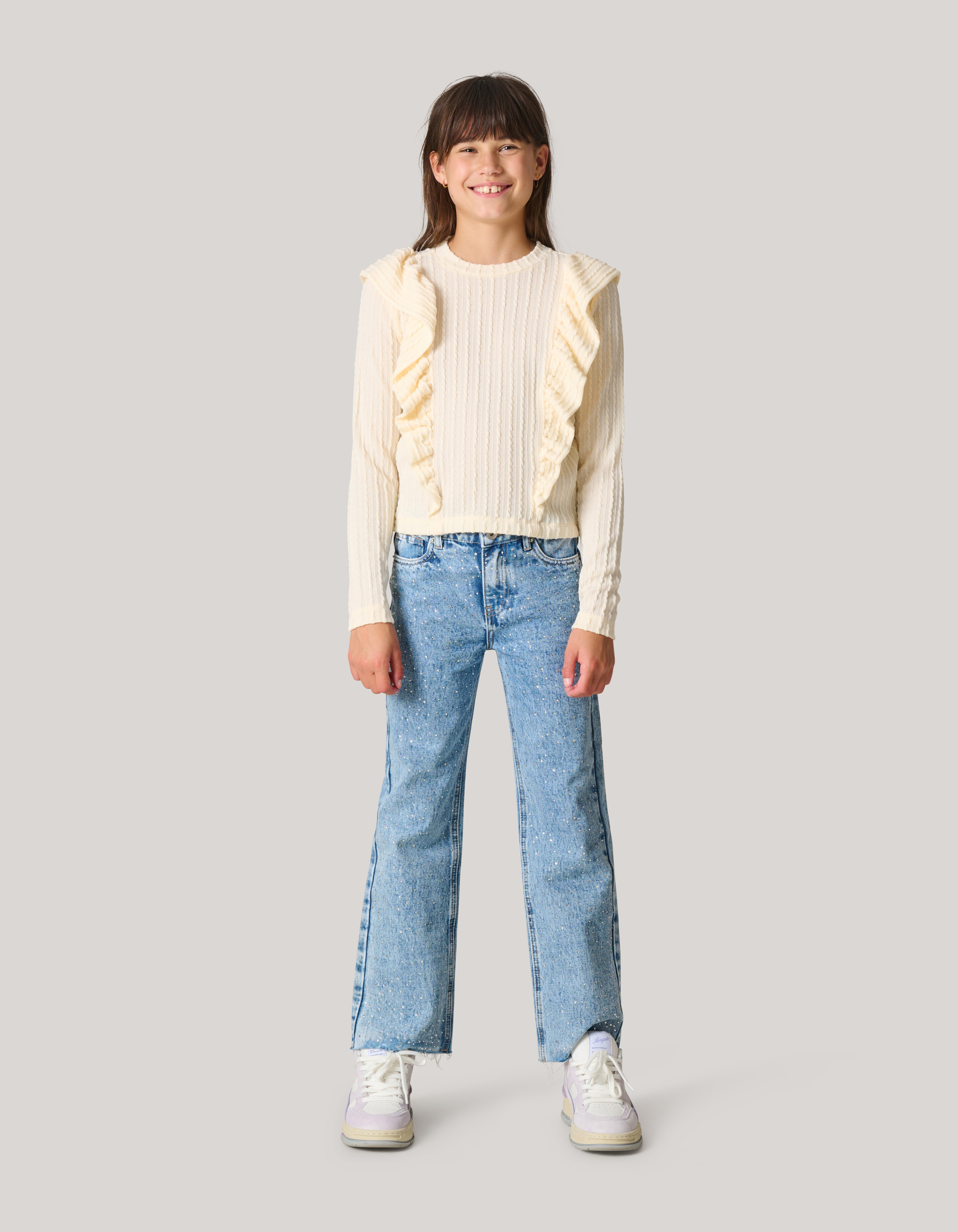 Kabel Ruffle Top Gebroken Wit SHOEBY GIRLS