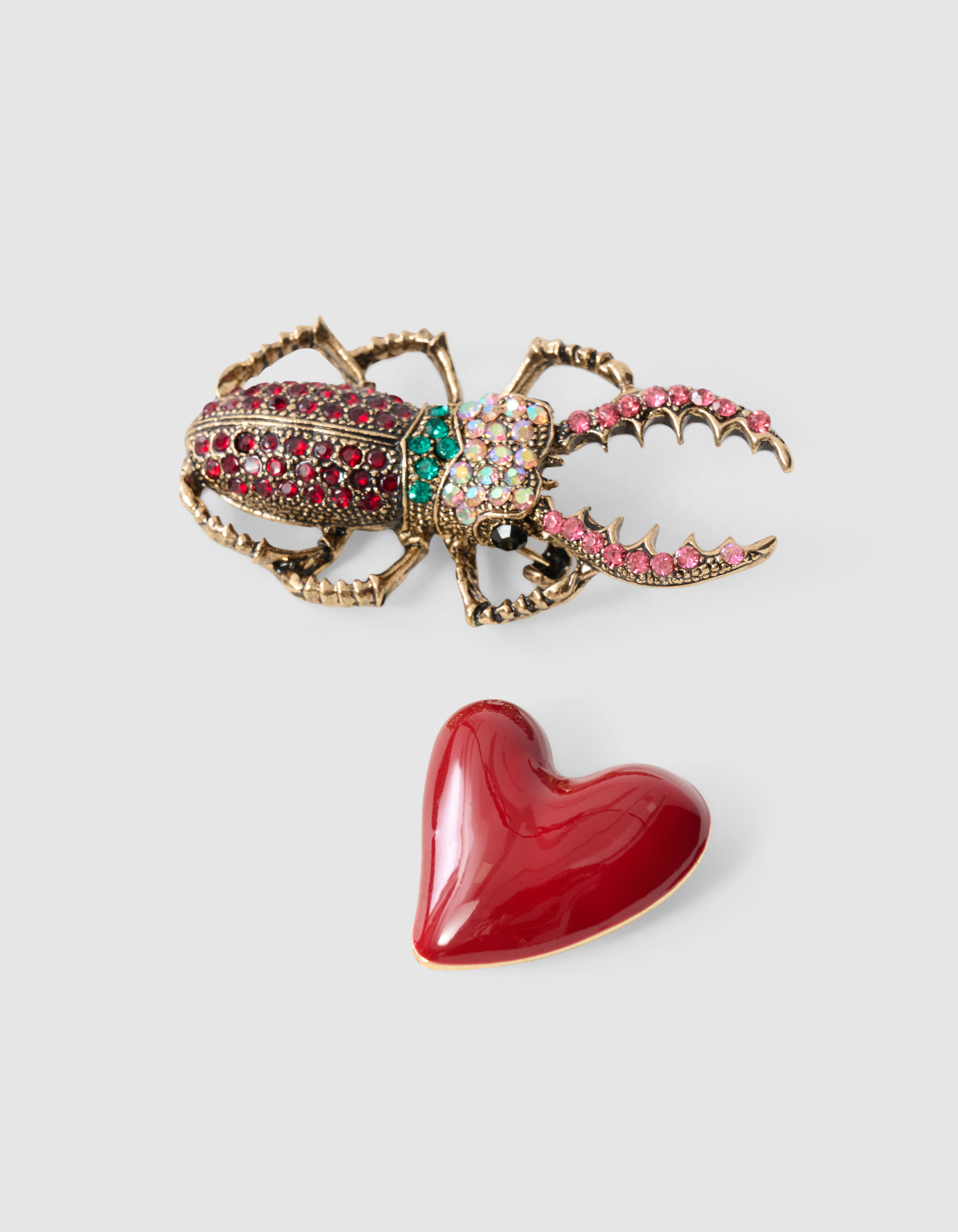 Heart Beetle Broche Set Rood SHOEBY ACCESSOIRES