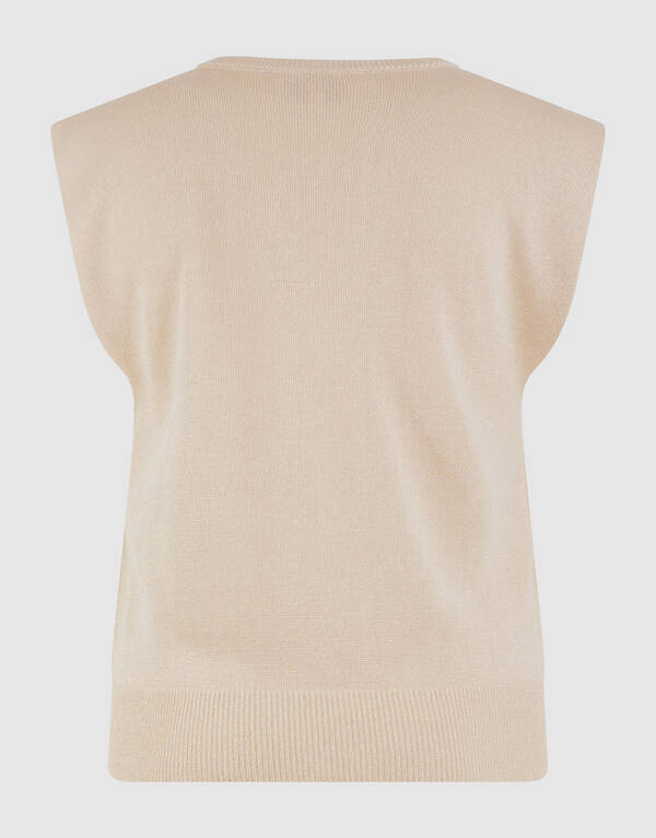 Glitter V-Neck Top Zand SHOEBY WOMEN