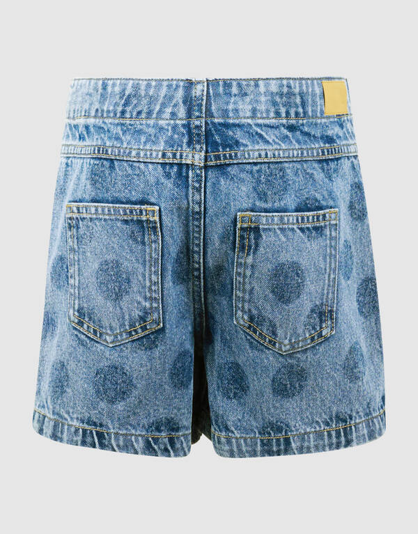 Polkadot Overslag Denim Skort Blauw SHOEBY GIRLS