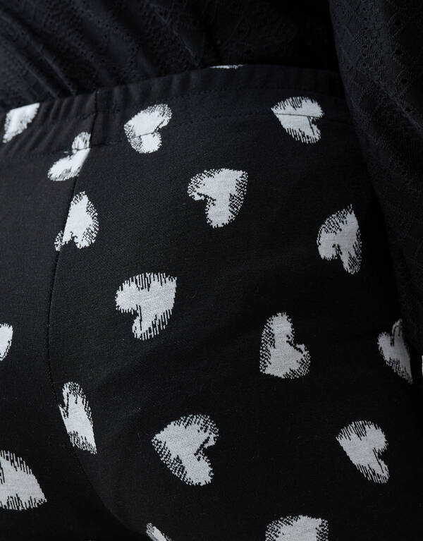 Heart Printed Flared Legging Zwart SHOEBY GIRLS