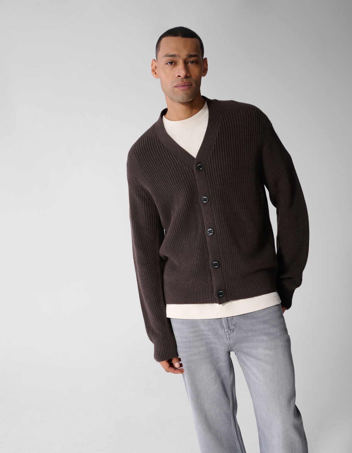 Heavy Gebreid Vest Donkerbruin SHOEBY MEN