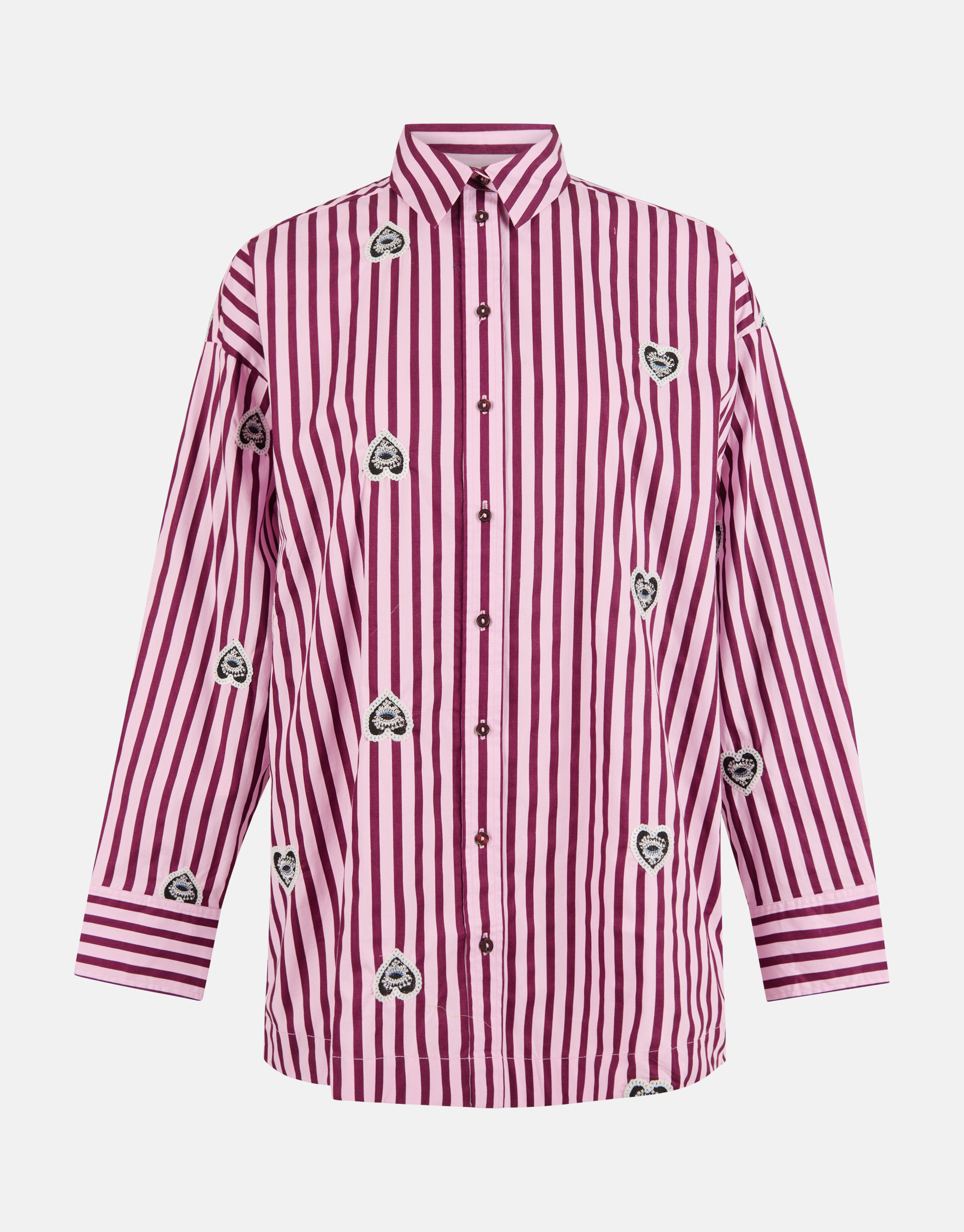 Embroidery Pinstripe Blouse Roze SHOEBY WOMEN