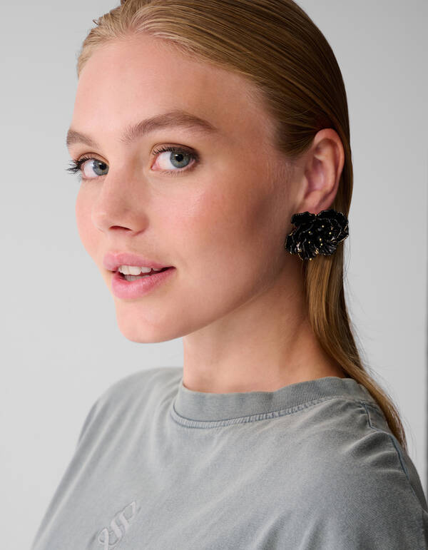Flower Oorbellen Zwart SHOEBY ACCESSOIRES