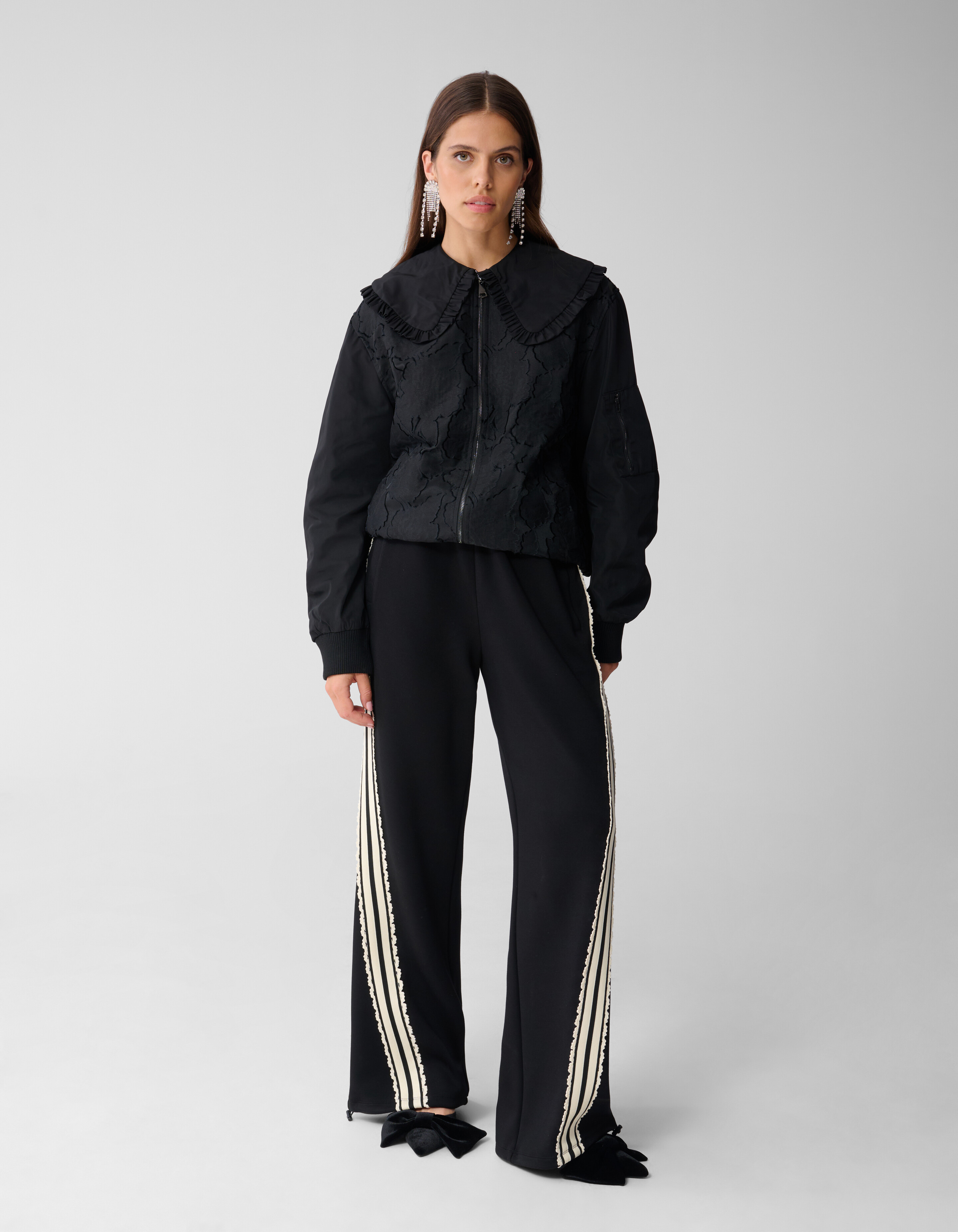 Sporty Lace Wide Leg Broek Zwart SHOEBY WOMEN