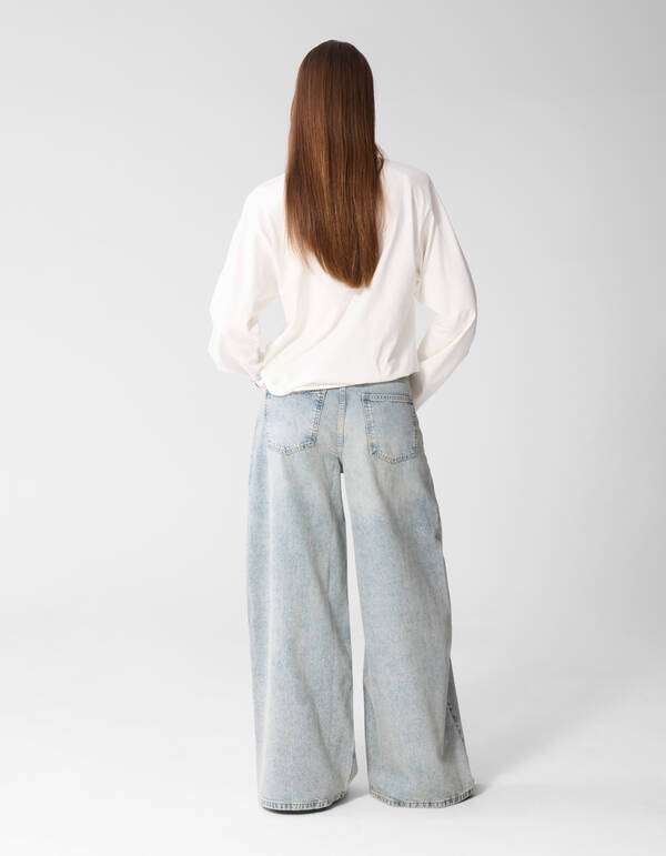 Curved Wide Leg Fit Jeans Mediumstone SHOEBY WOMEN