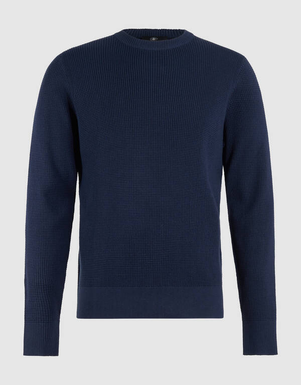 Gebreide Waffle Trui Donkerblauw SHOEBY MEN