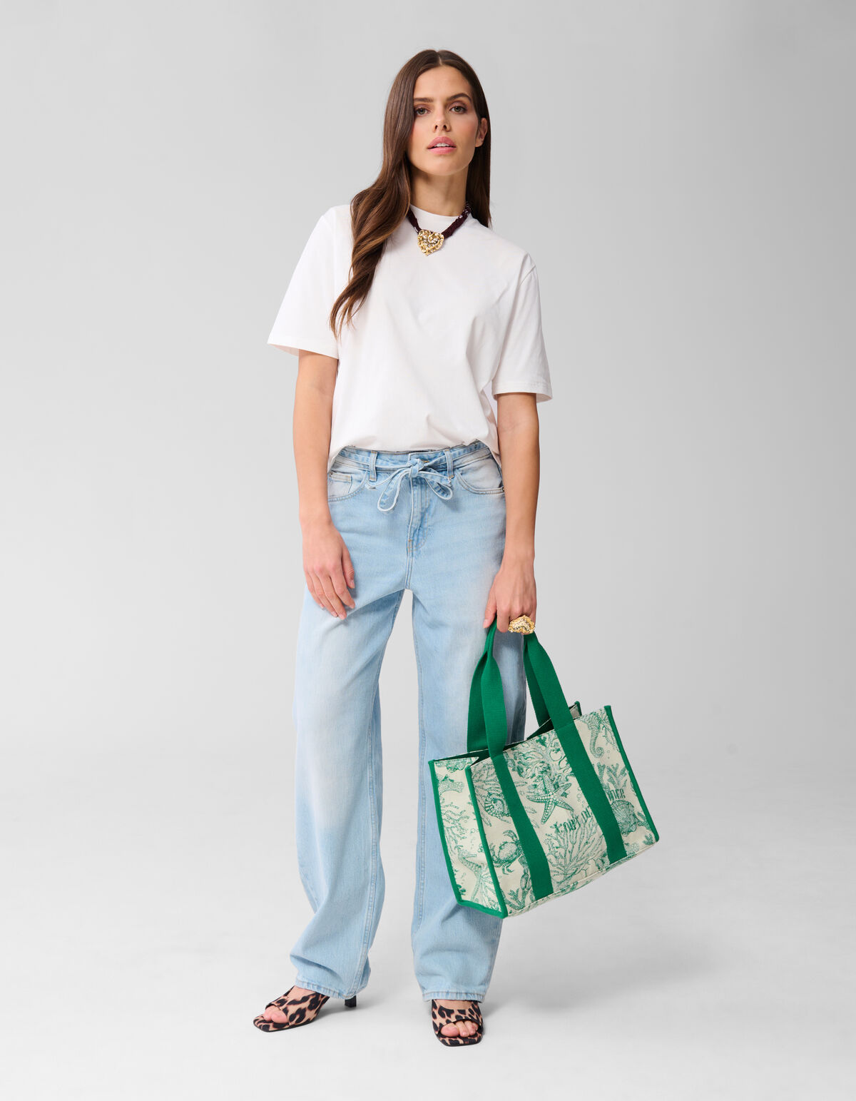 Jacquard Shopper Groen SHOEBY ACCESSOIRES