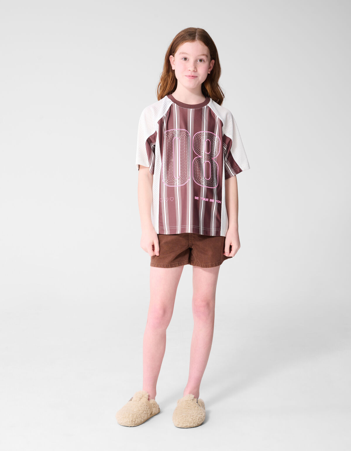 Heart Embroidery Denim Short Bruin SHOEBY GIRLS