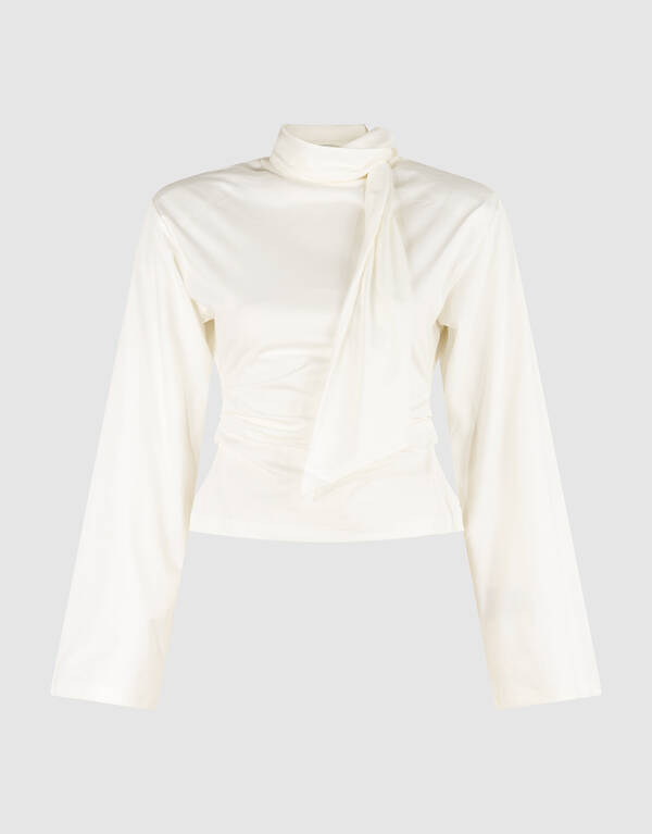 Gedrappeerde Schouder Longsleeve Ecru SHOEBY WOMEN