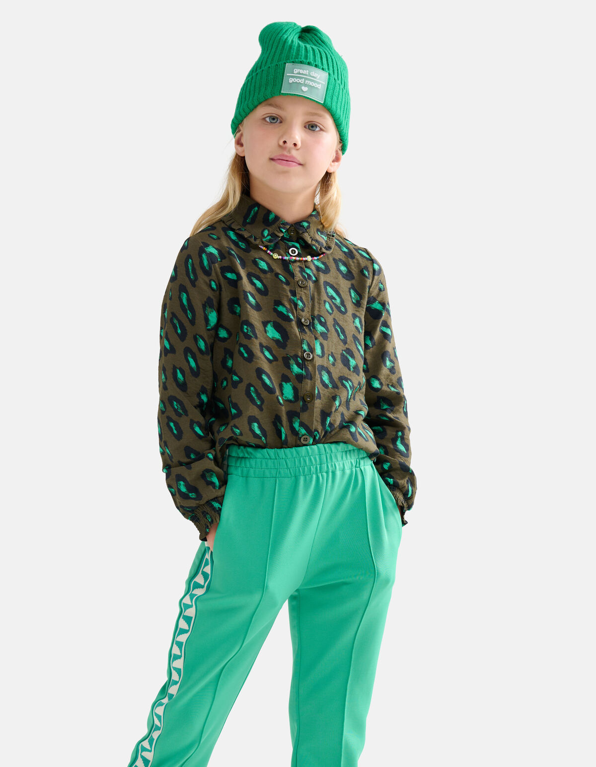 Leopard Blouse Donkergroen SHOEBY GIRLS