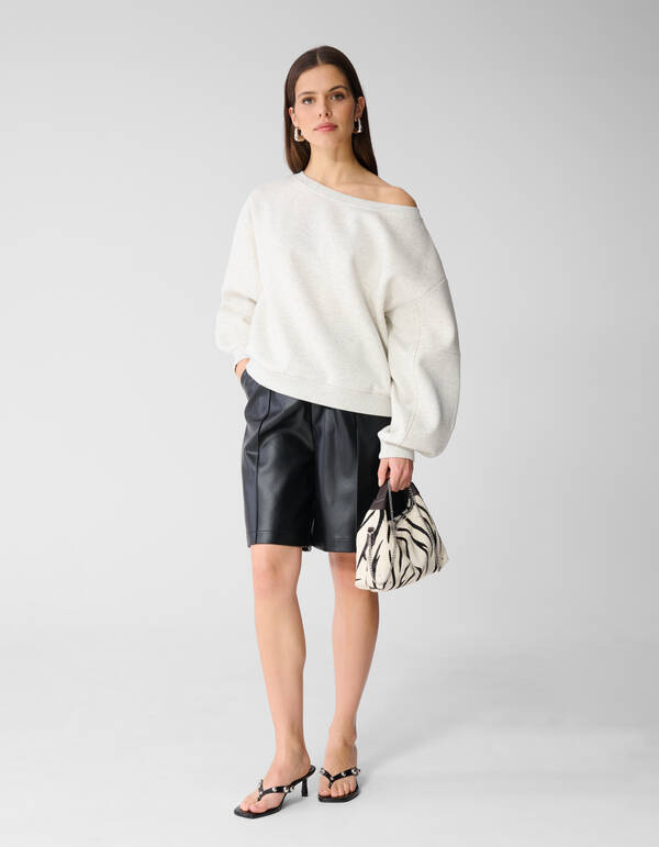 Oversized One Shoulder Sweater Lichtgrijs SHOEBY WOMEN