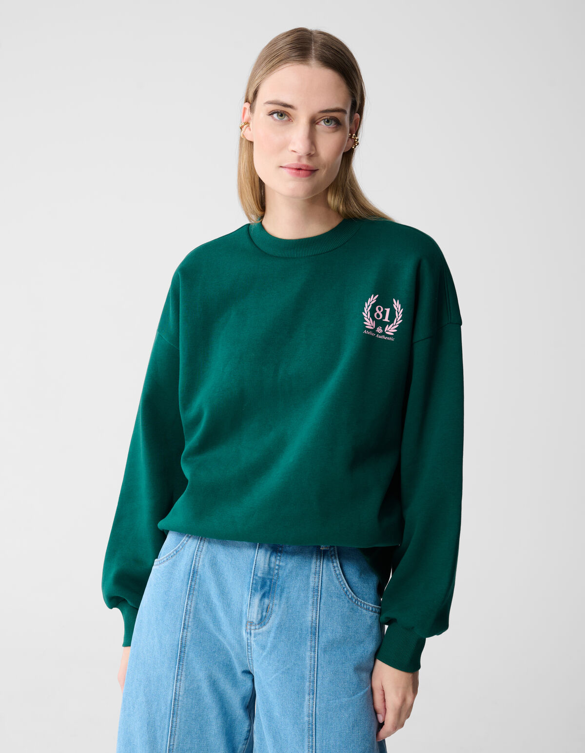 Social Club Artwork Sweater Donkergroen SHOEBY WOMEN