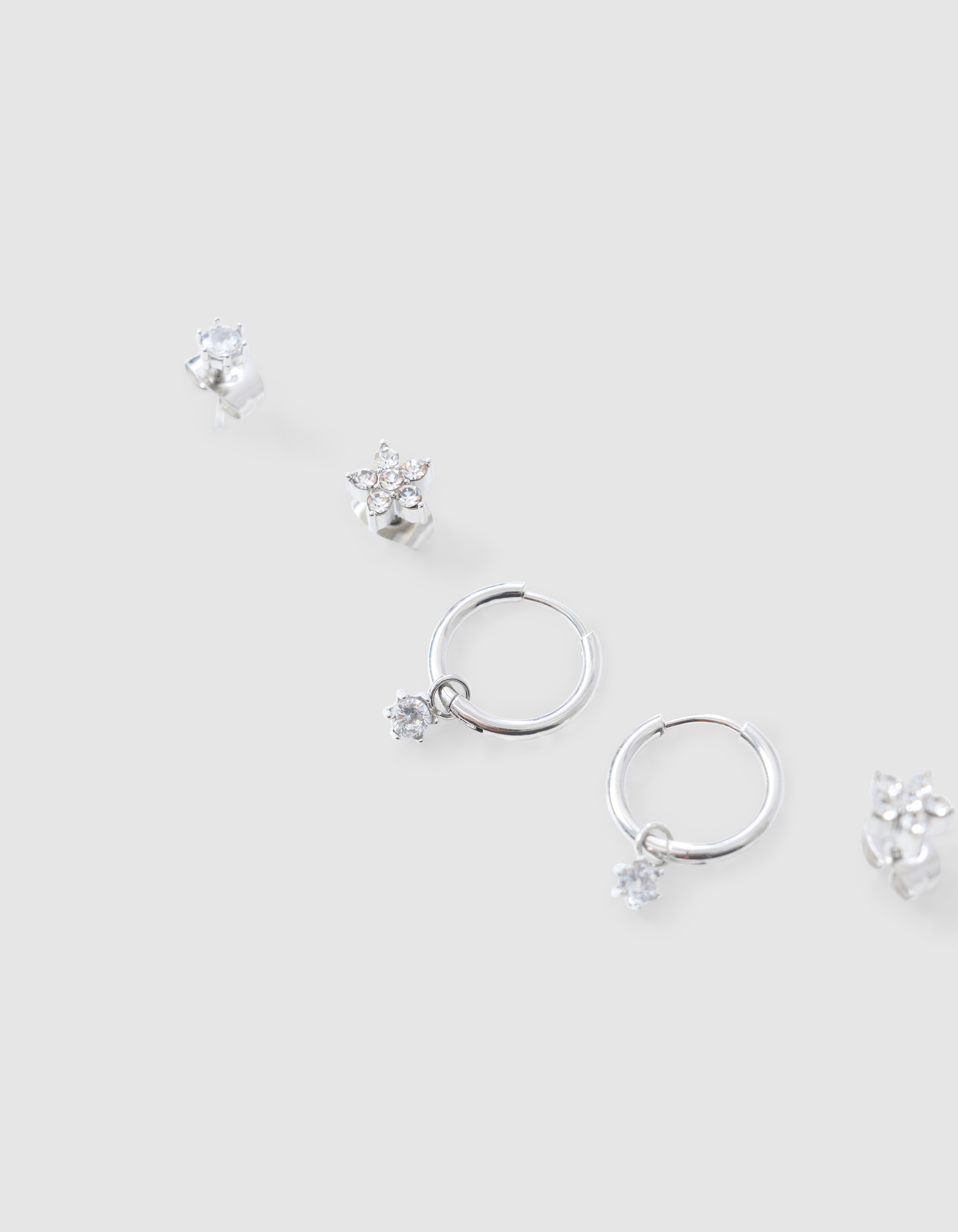 Strass Oorbellen Set Zilver SHOEBY ACCESSOIRES