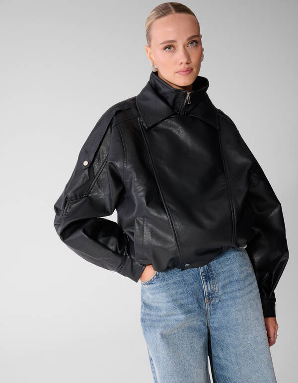 Faux Leather Funnel Neck Jack Zwart SHOEBY WOMEN