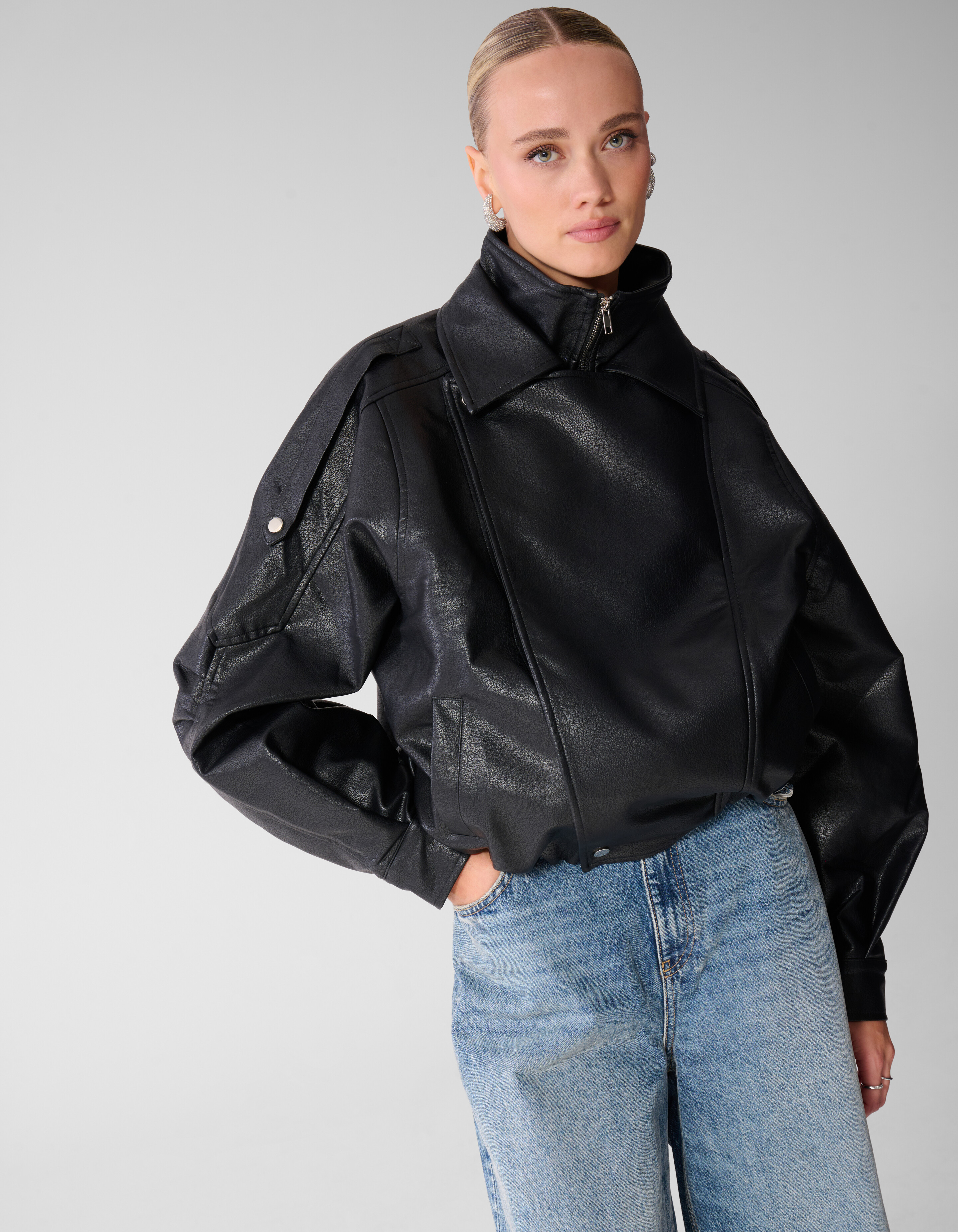 Faux Leather Funnel Neck Jack Zwart SHOEBY WOMEN