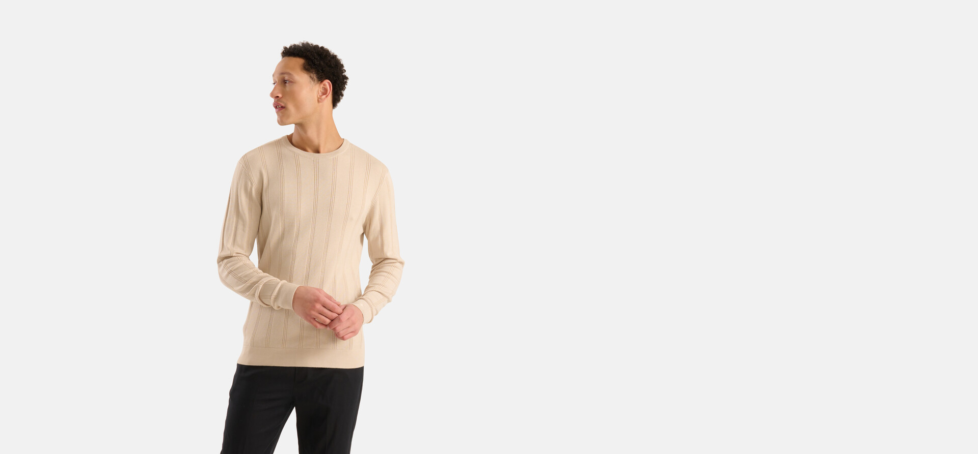 Gestreepte Crewneck Trui Beige SHOEBY MEN