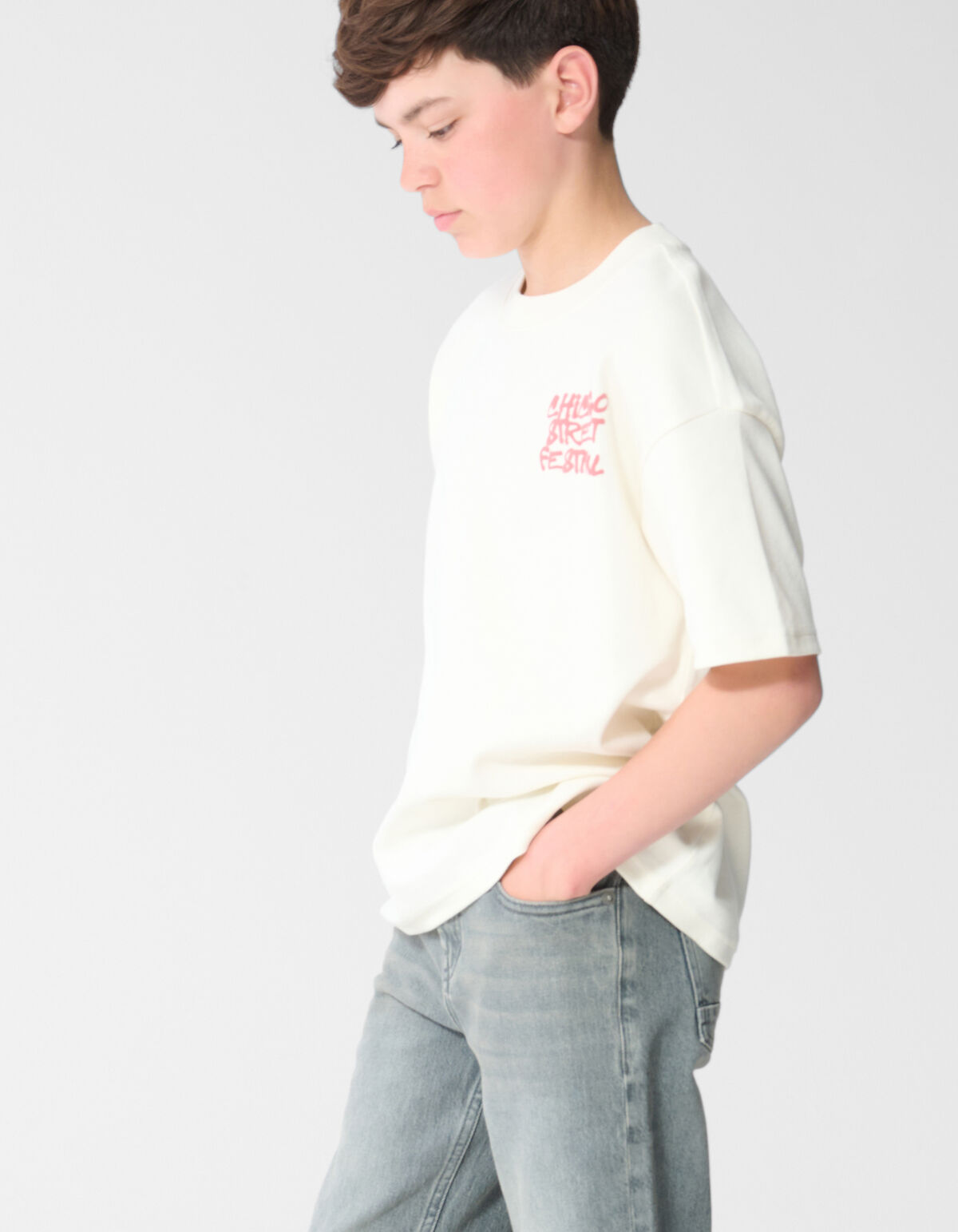 Festival Artwork T-shirt Gebroken Wit SHOEBY BOYS