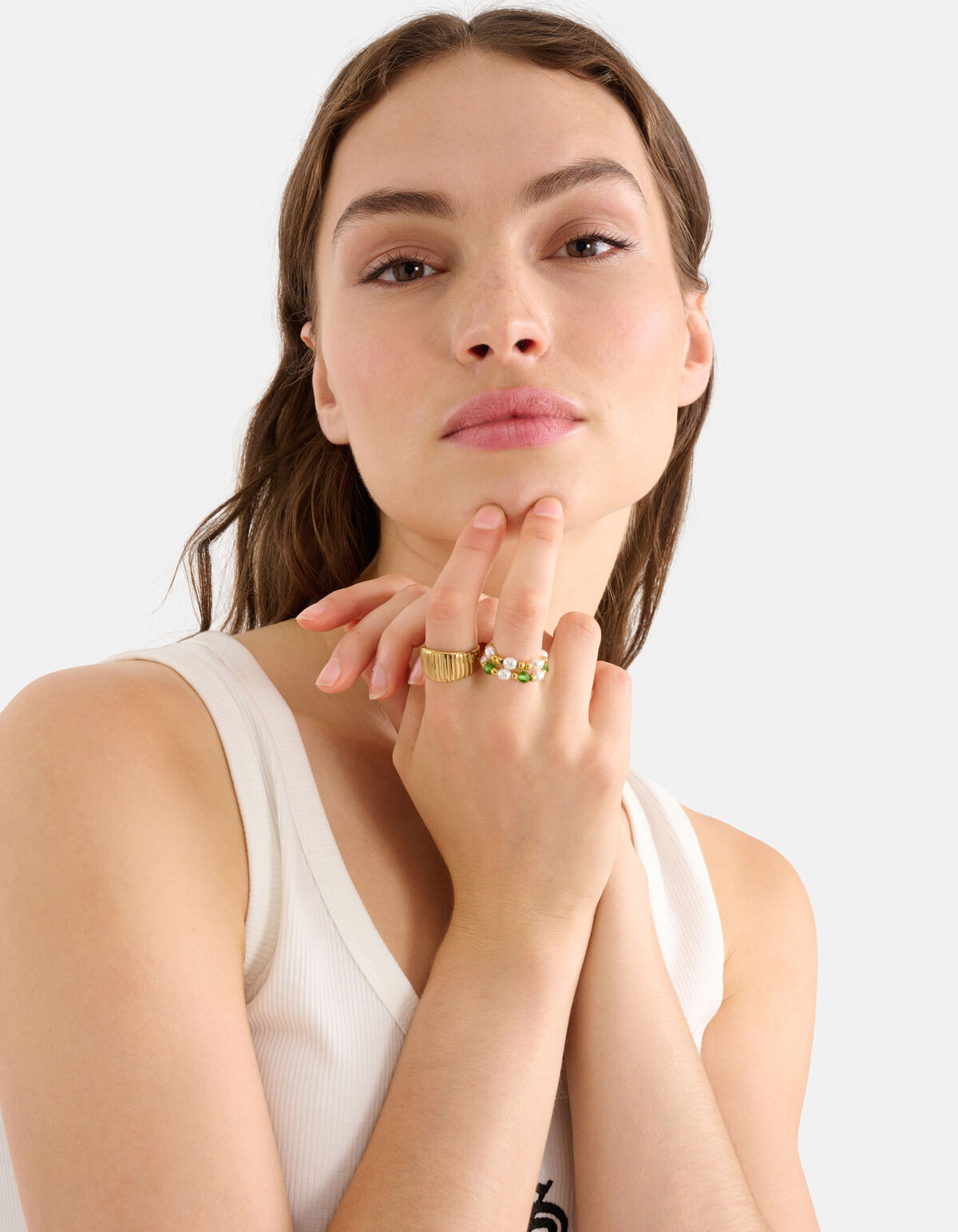 Beaded Parel Ring Set Groen SHOEBY ACCESSOIRES