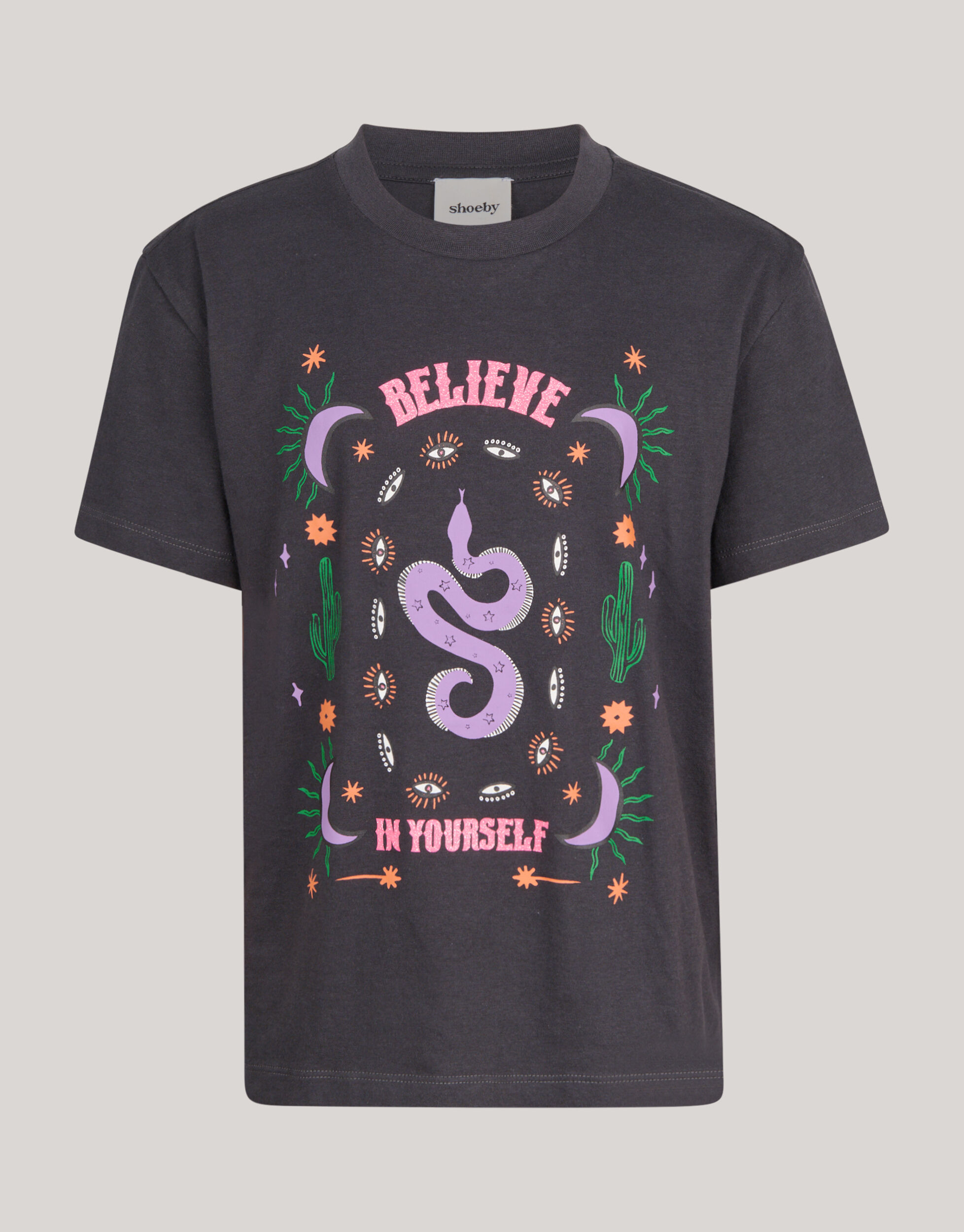 Artwork T shirt Zwart Shoeby