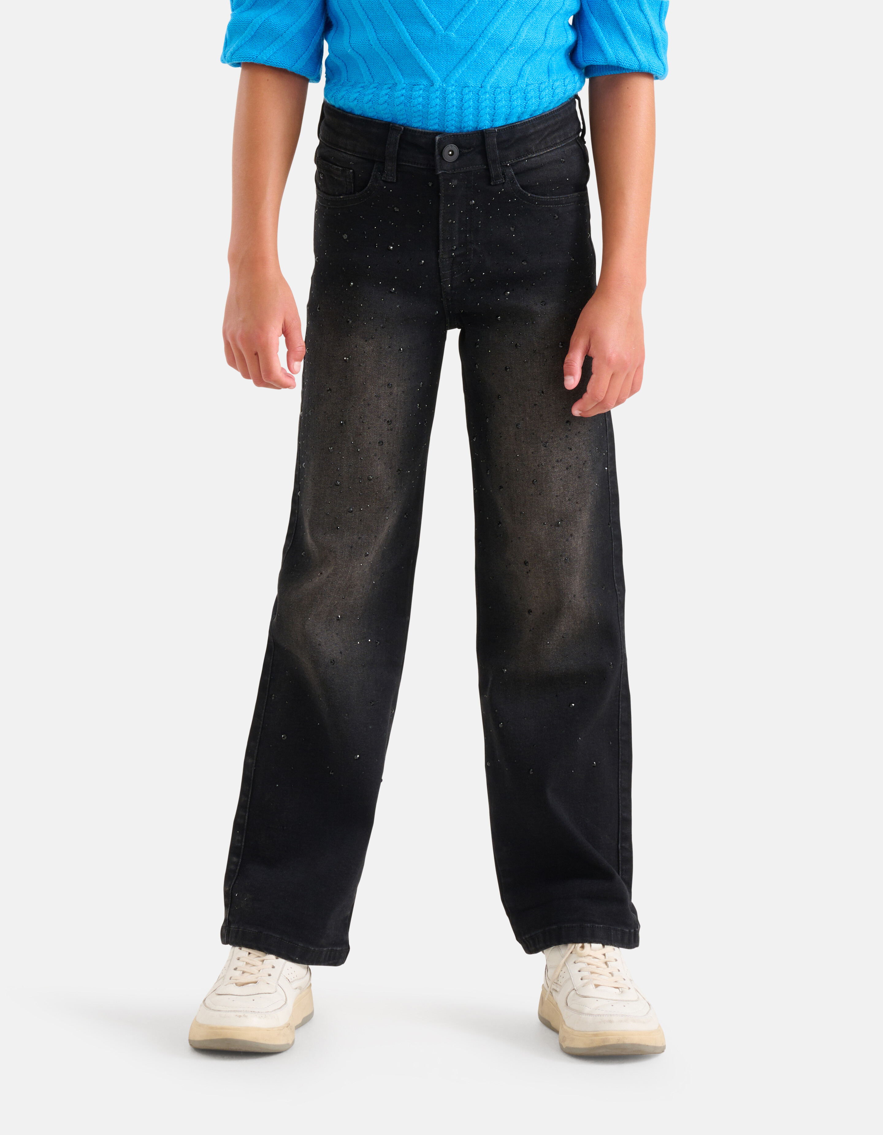 Strass Wide Leg Jeans Zwart SHOEBY GIRLS