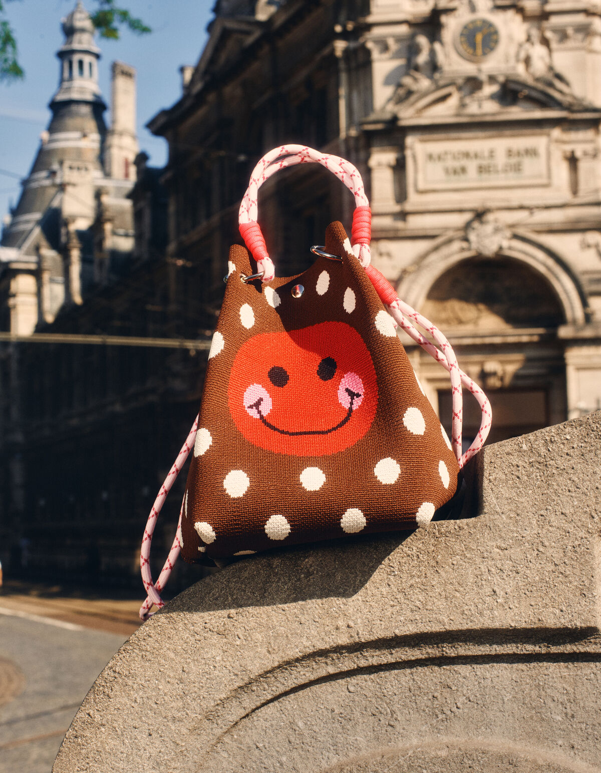 Stippen Gebreide Tas Bruin SHOEBY ACCESSOIRES