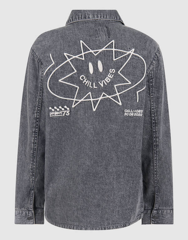 Denim Washed Overshirt Donkergrijs SHOEBY BOYS