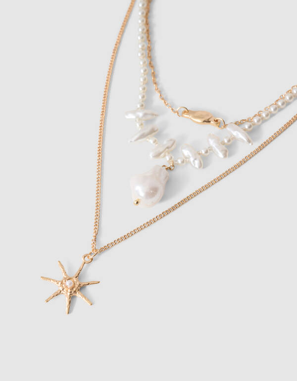 Triple Charm Ketting Gebroken Wit SHOEBY ACCESSOIRES