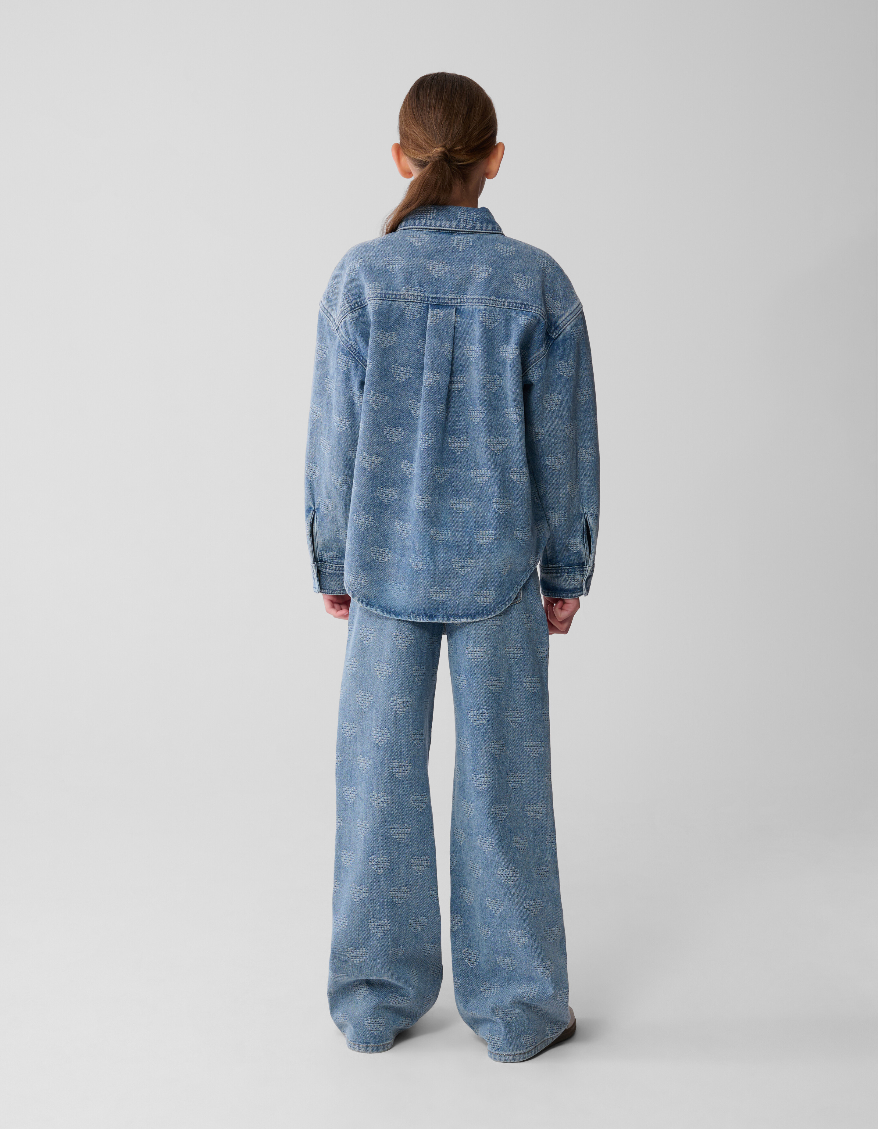 Heart Denim Blouse Blauw SHOEBY GIRLS