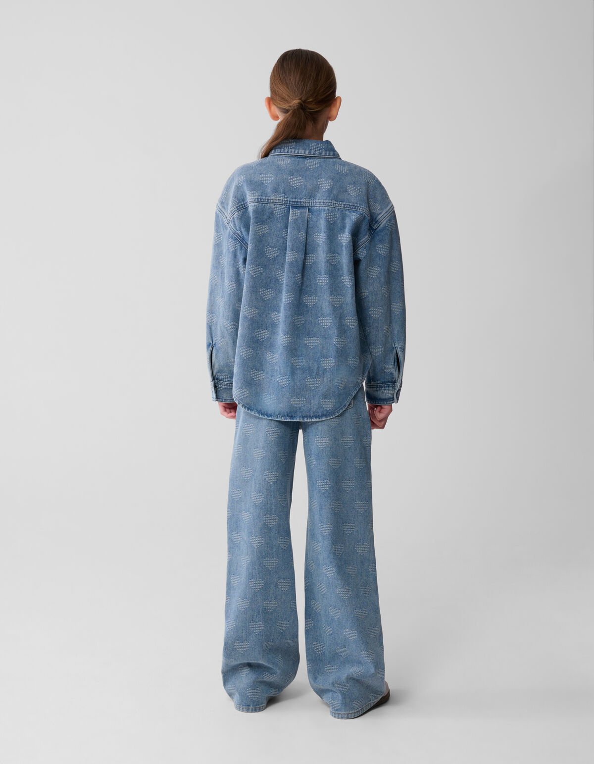 Heart Denim Blouse Blauw SHOEBY GIRLS