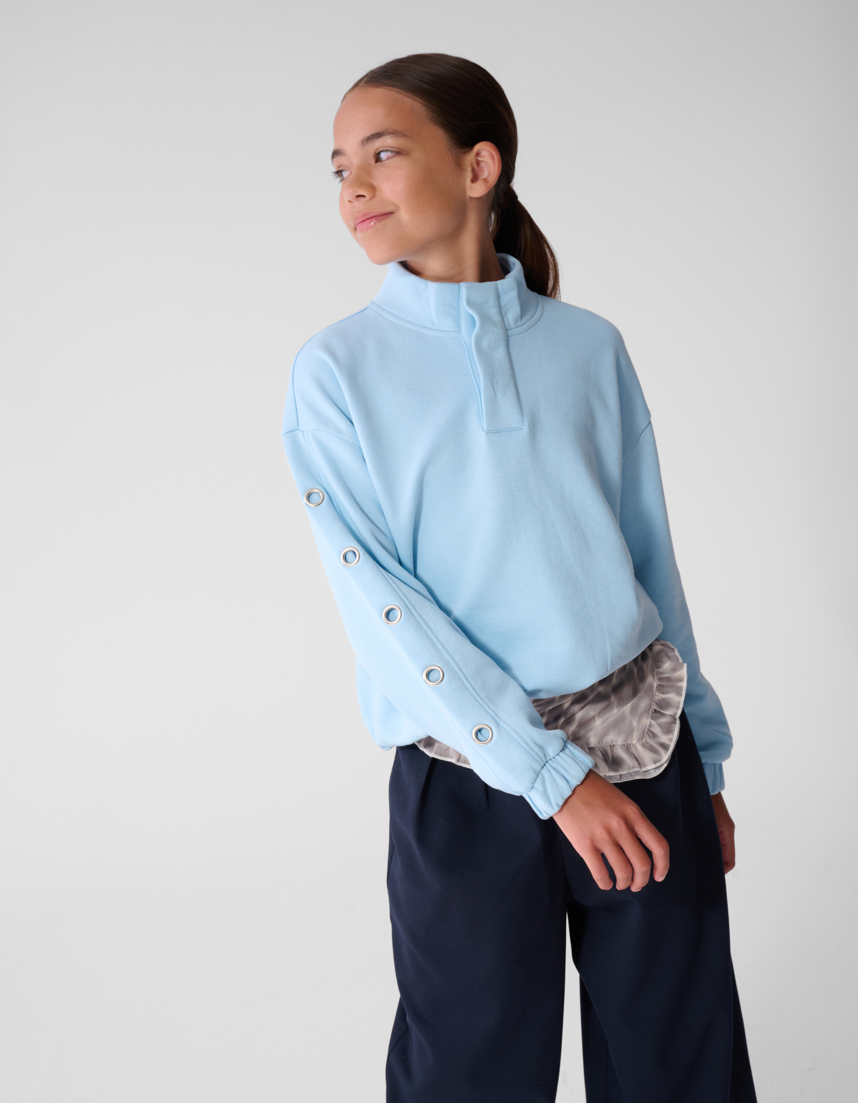 Funnel Neck Sweater Lichtblauw SHOEBY GIRLS