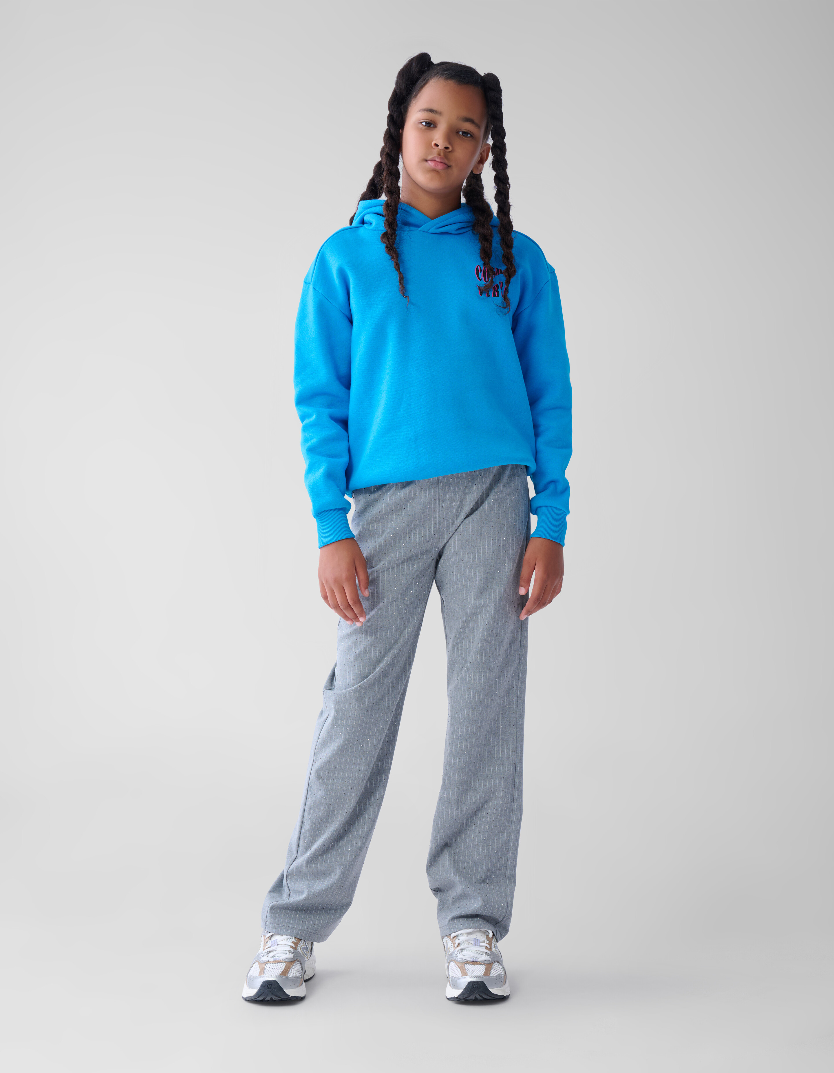 Gestreepte Strass Pantalon Grijs SHOEBY GIRLS