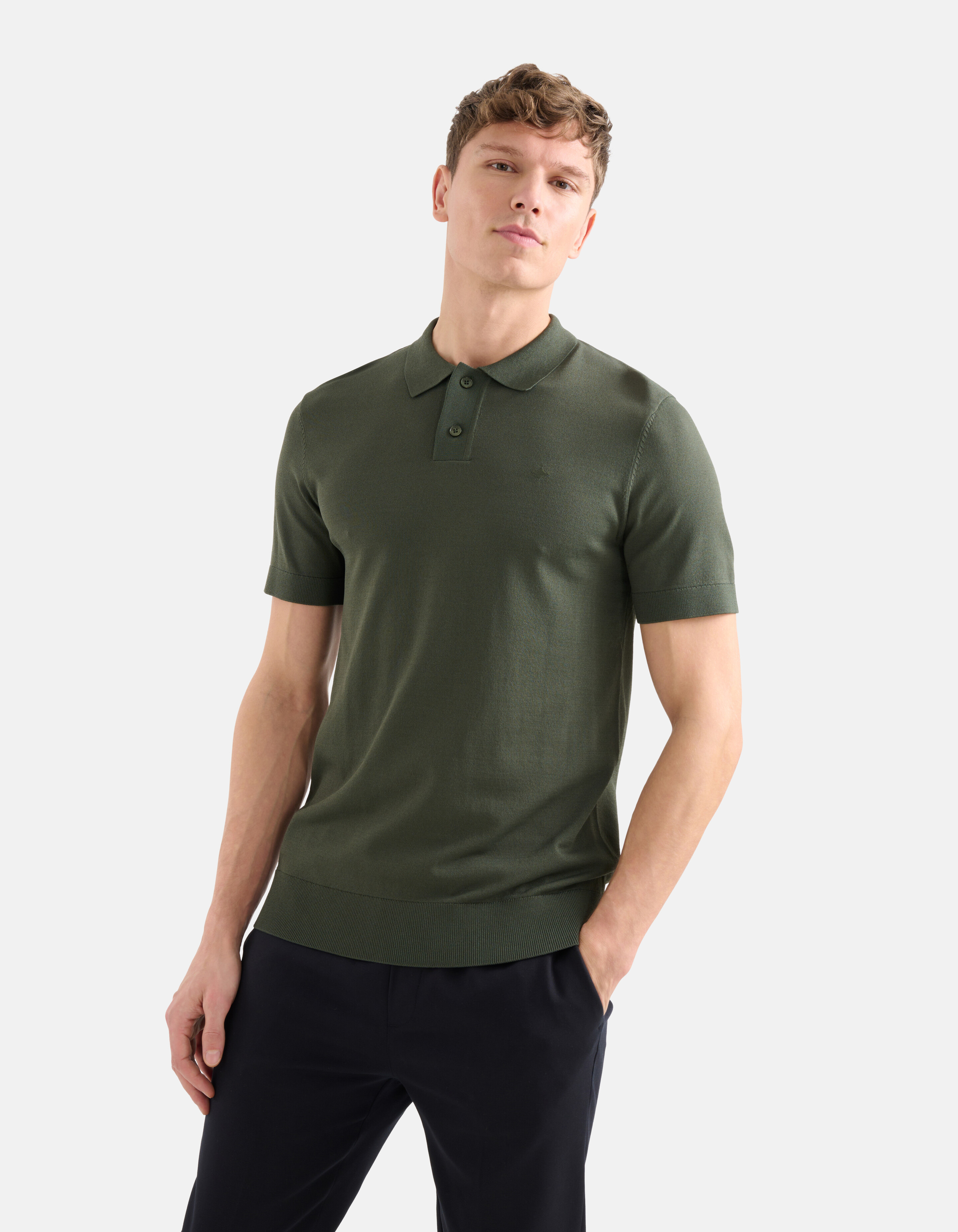 Gebreide Polo Donkergroen SHOEBY MEN