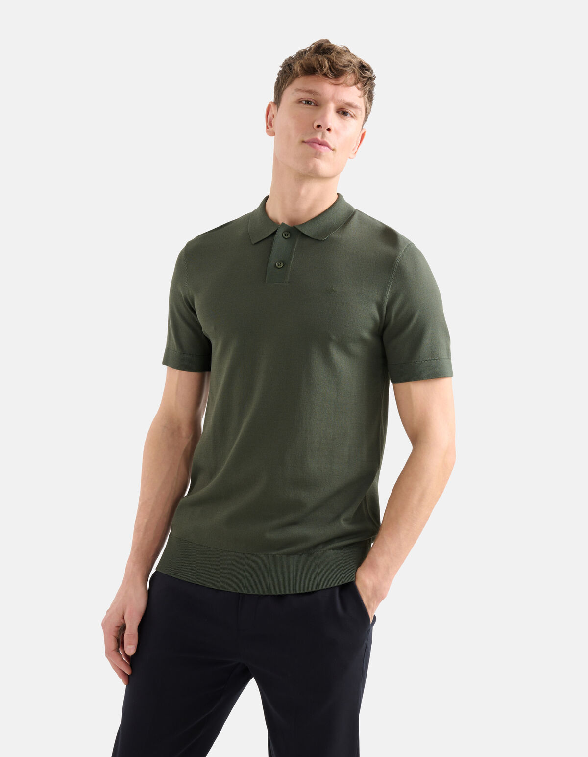 Gebreide Polo Donkergroen SHOEBY MEN
