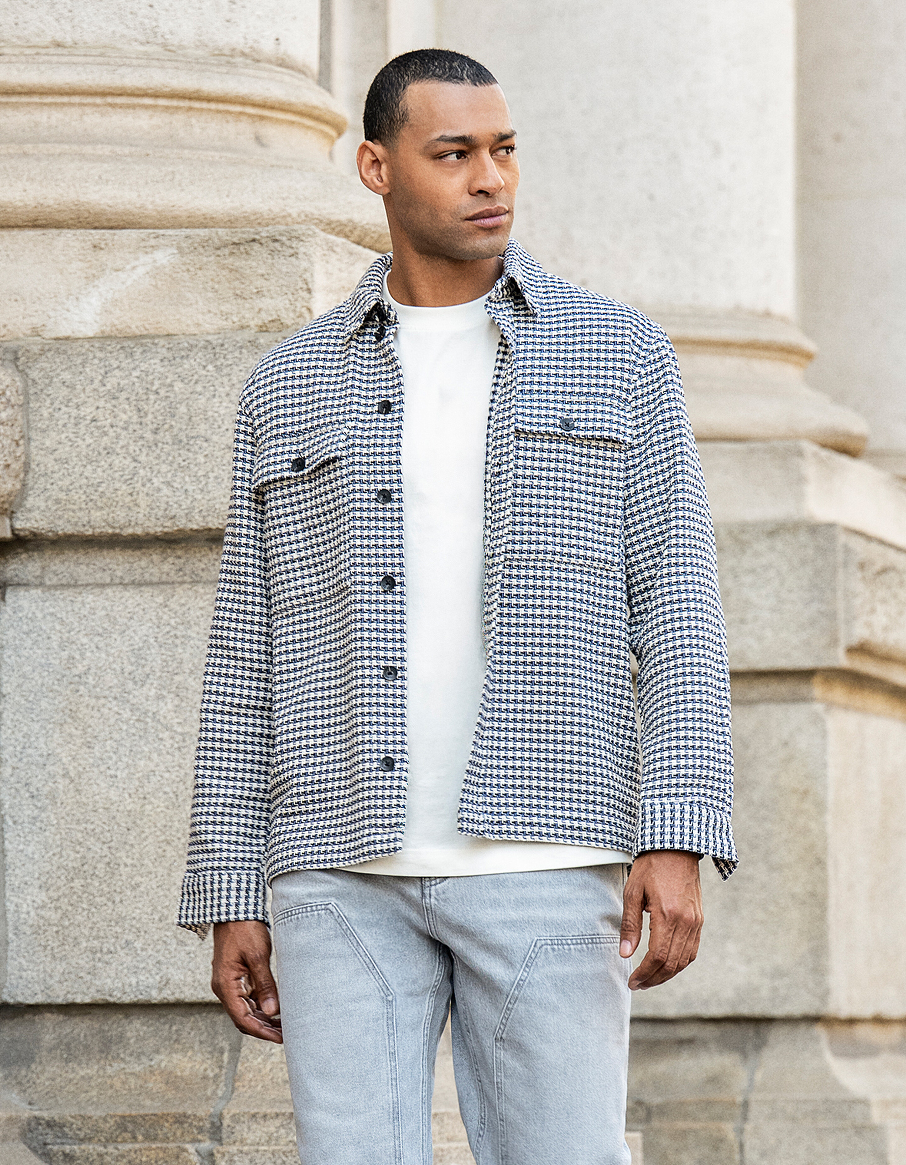 Pied De Poule Overshirt Zand SHOEBY MEN