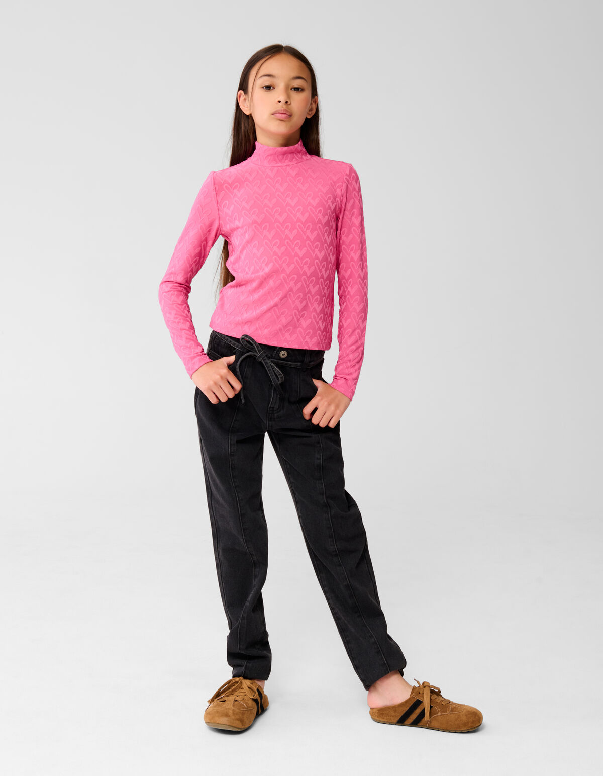 Heart Jersey Top Roze SHOEBY GIRLS