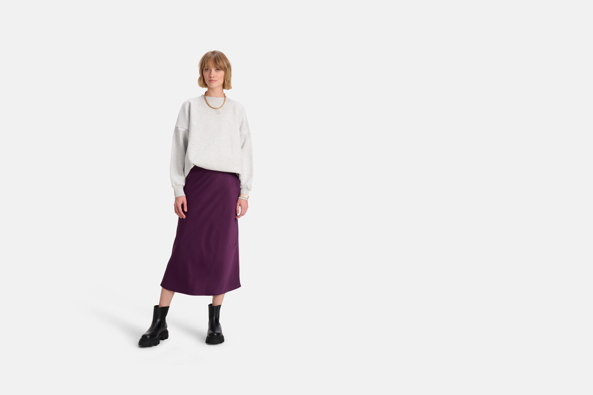 Satijnen Rok Donkerpaars SHOEBY WOMEN