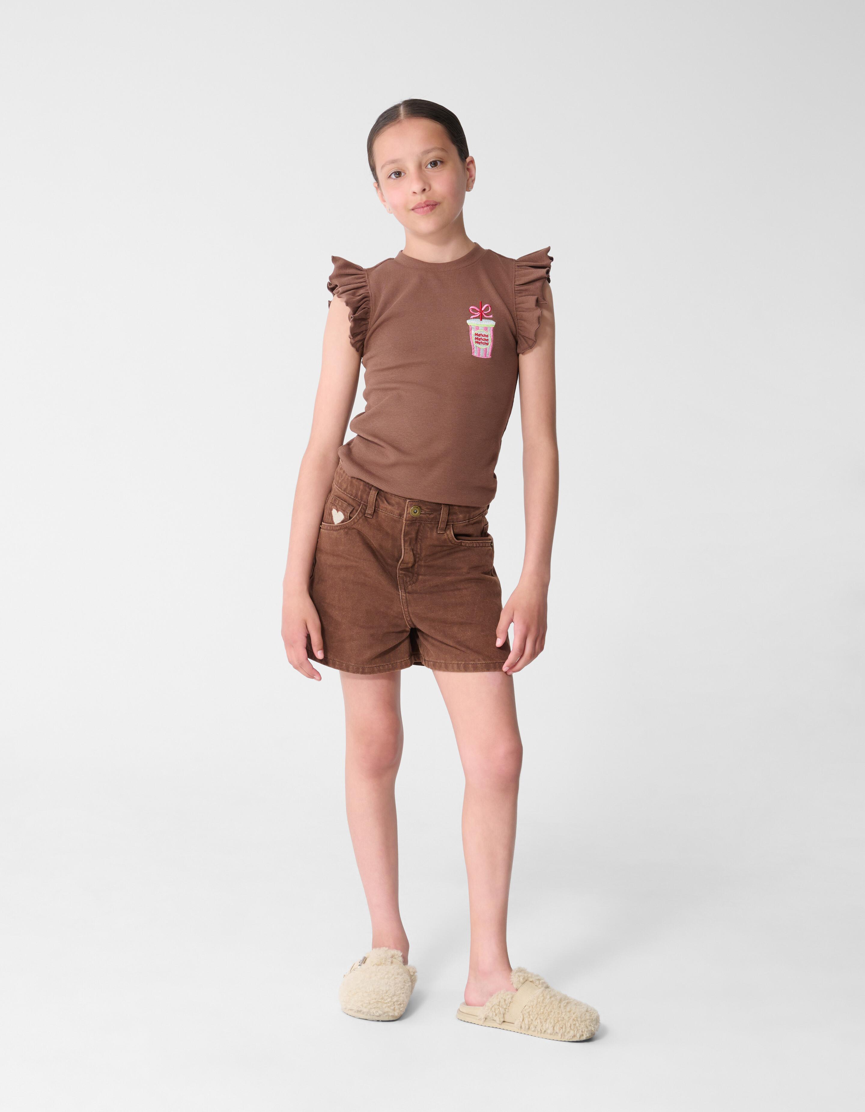 Matcha Ruffle Rib Top Bruin SHOEBY GIRLS