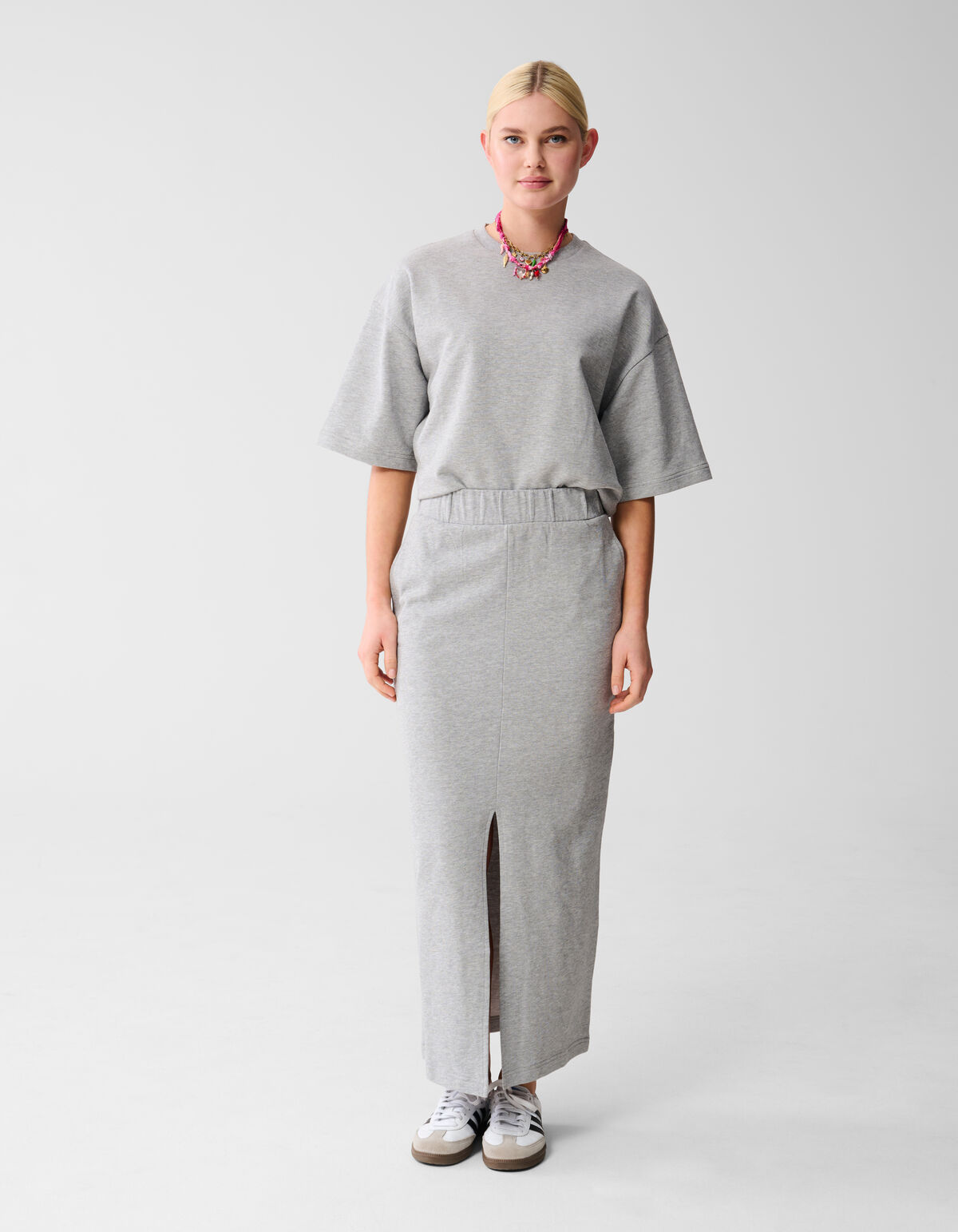 Maxi Sweat Rok Lichtgrijs SHOEBY WOMEN